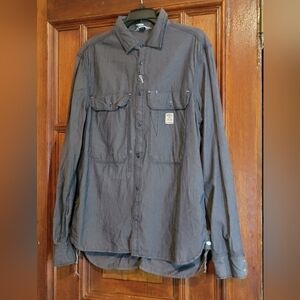Diesel Industry "Hard Labor Always Pays" Men's Button Down Gray Shirt-Large
